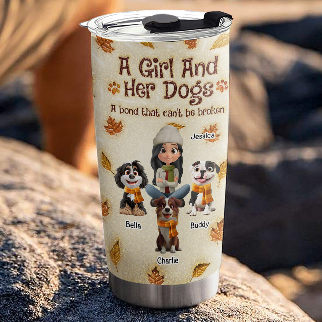 Custom Christmas Birthday Gifts For Dog Mom, Dog Lovers • A Girl And Her Dog Autumn - Personalized 3D Inflated Effect Tumbler