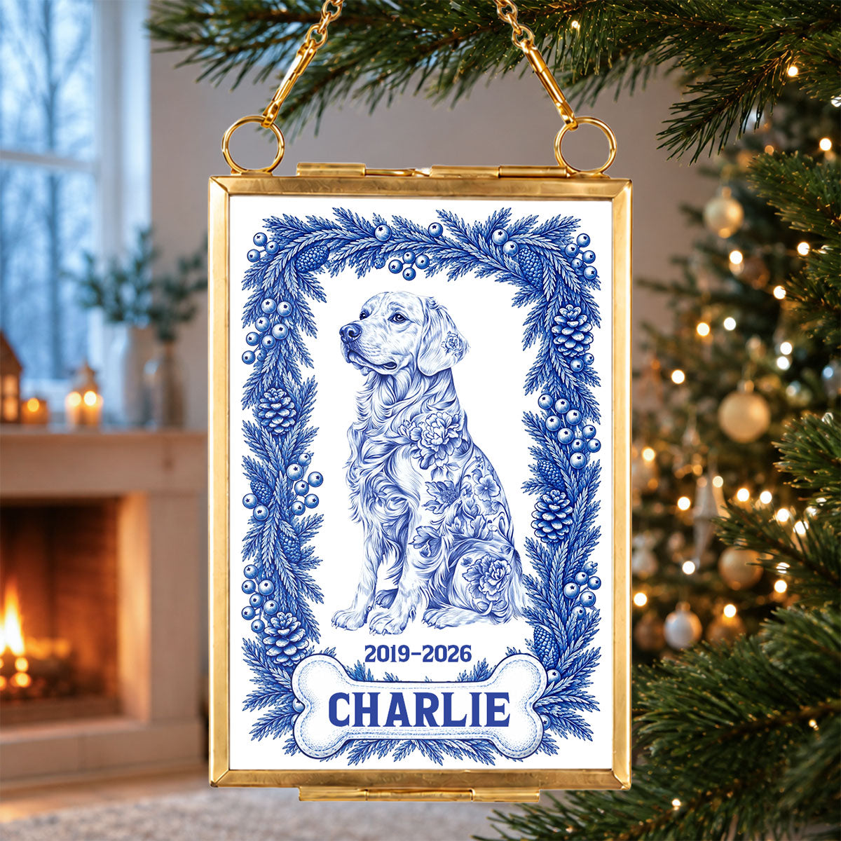 Custom Christmas Decor Home Birthday Gifts For Dog Lovers • Forever In Our Christmas Memories - Personalized Metal Frame Ornament