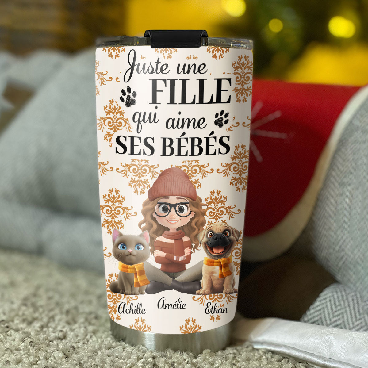 Custom Christmas Birthday Gifts For Pet Mom, Pet Lovers • Gobelet Personnalisé - Animal Citrouille d'Automne