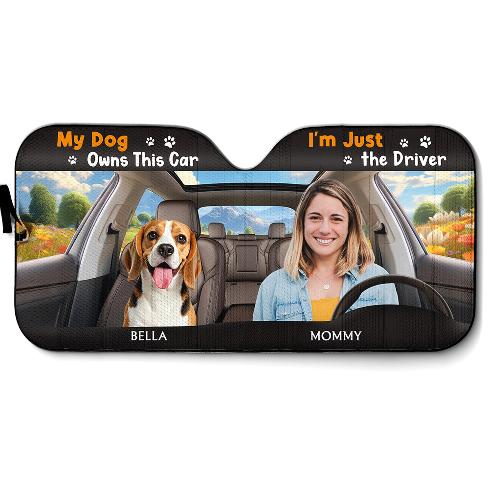 Custom Christmas Birthday Gifts Car Accessories for Dog Parents • My Dog Owns This Car Photo - Personalized Car Sunshade