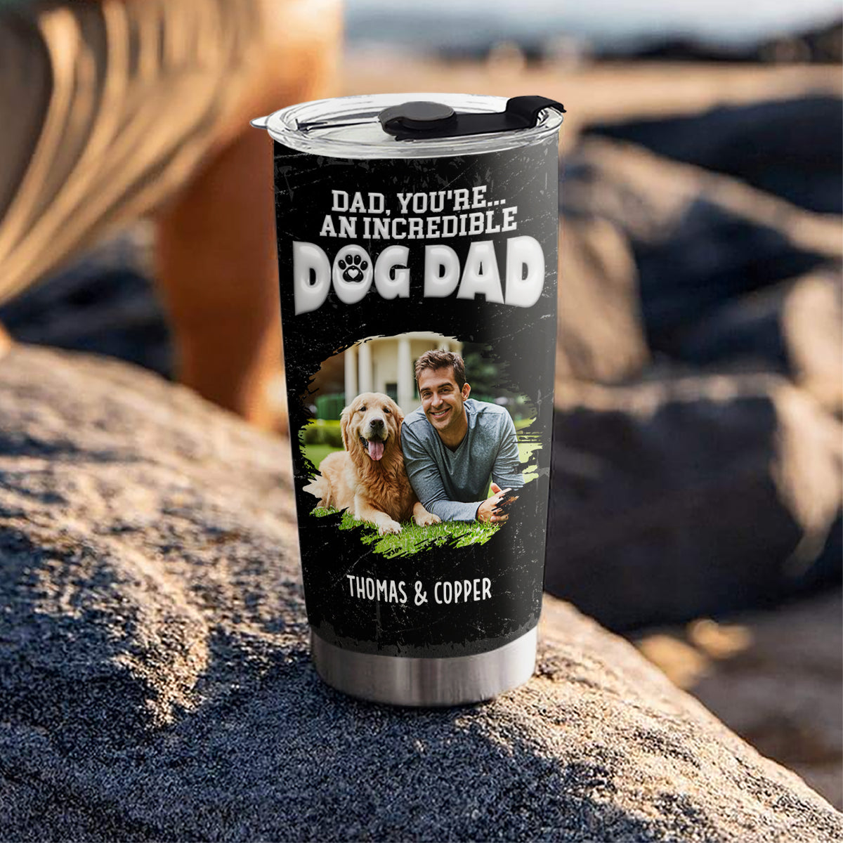 Custom Photo Father's day Birthday Gifts For Dog Dad, Dog Lovers • You Are An Awesome Dog Dad Ver 2 Photo - Personalized Tumbler