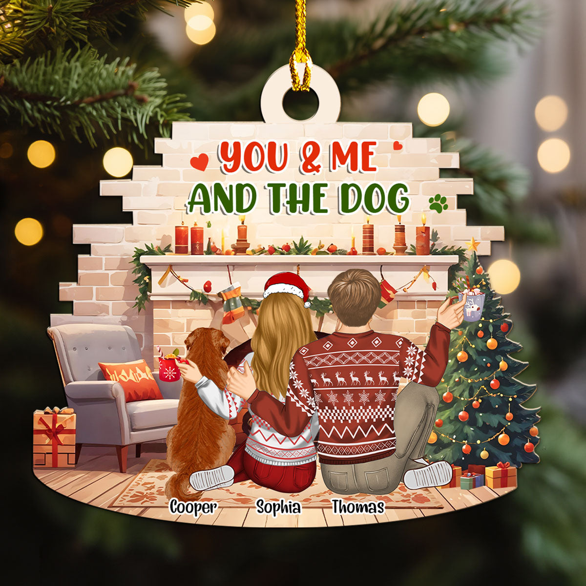 You Me Our Dogs Family - Personalized Wood Ornament