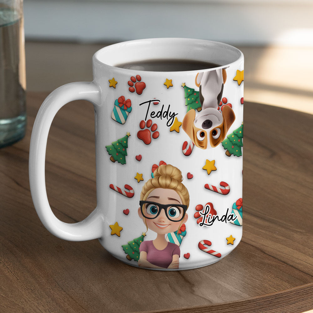 Custom Christmas Birthday Gifts For Dog Mom, Dog Lovers • Dog And Human Christmas Cartoon - Personalized Coffee Mug
