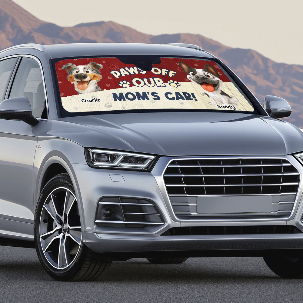 Paws Off My Mom Car - Personalized Car Sunshade