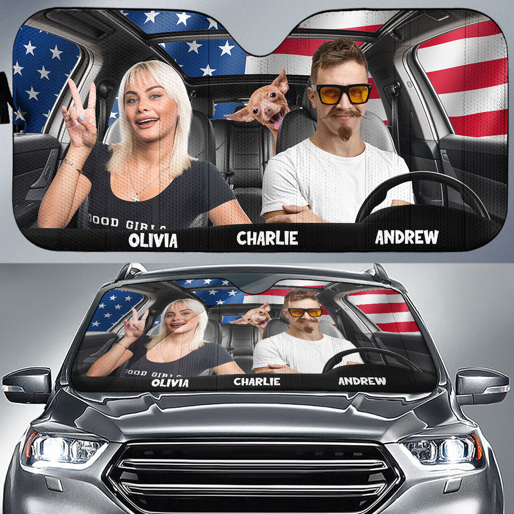 American You Me And Dogs Photo - Personalized Car Sunshade