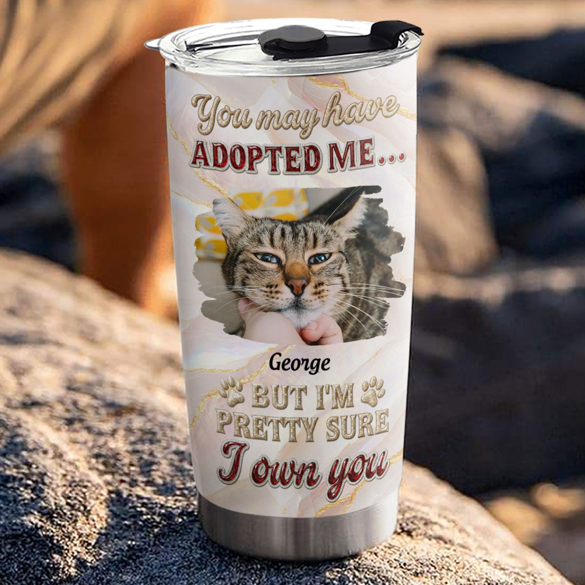 Custom Photo Christmas Birthday Gifts For Cat Lovers • Adopted Cat Photo - Personalized 3D Effect Tumbler