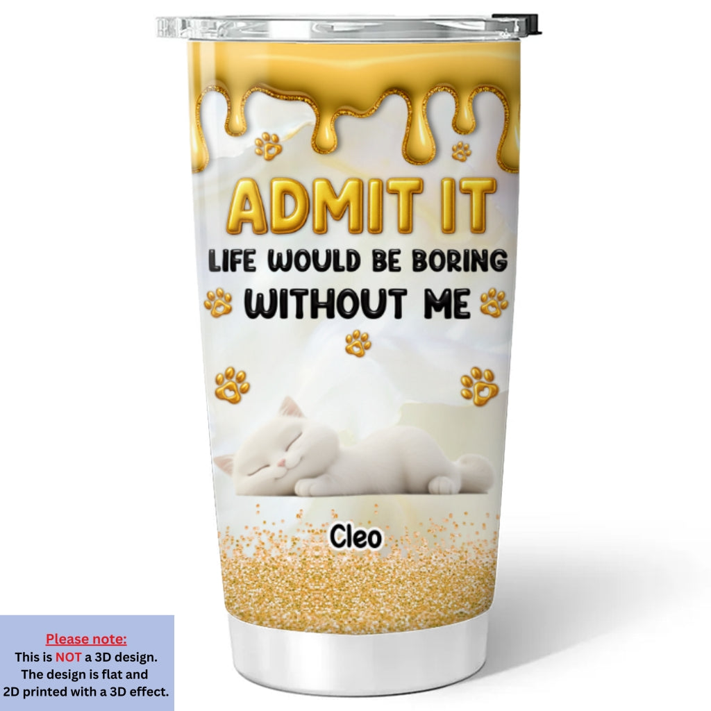 Custom Christmas Birthday Gifts For Cat Lovers • Love You Longer Cat Version - Personalized 3D Effect Tumbler