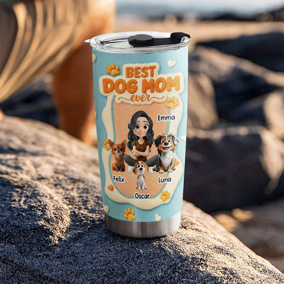 Custom Christmas Birthday Gifts For Dog Mom, Dog Lovers • Best Stuffy Dog Mom - Personalized 3D Effect Tumbler
