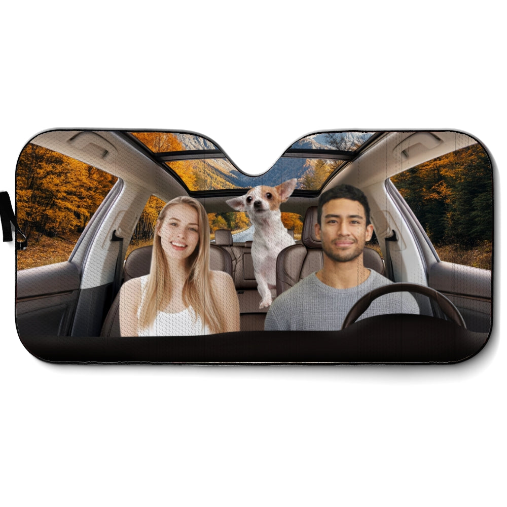Life Is Better With My Pet Couple Photo - Personalized Car Sunshade