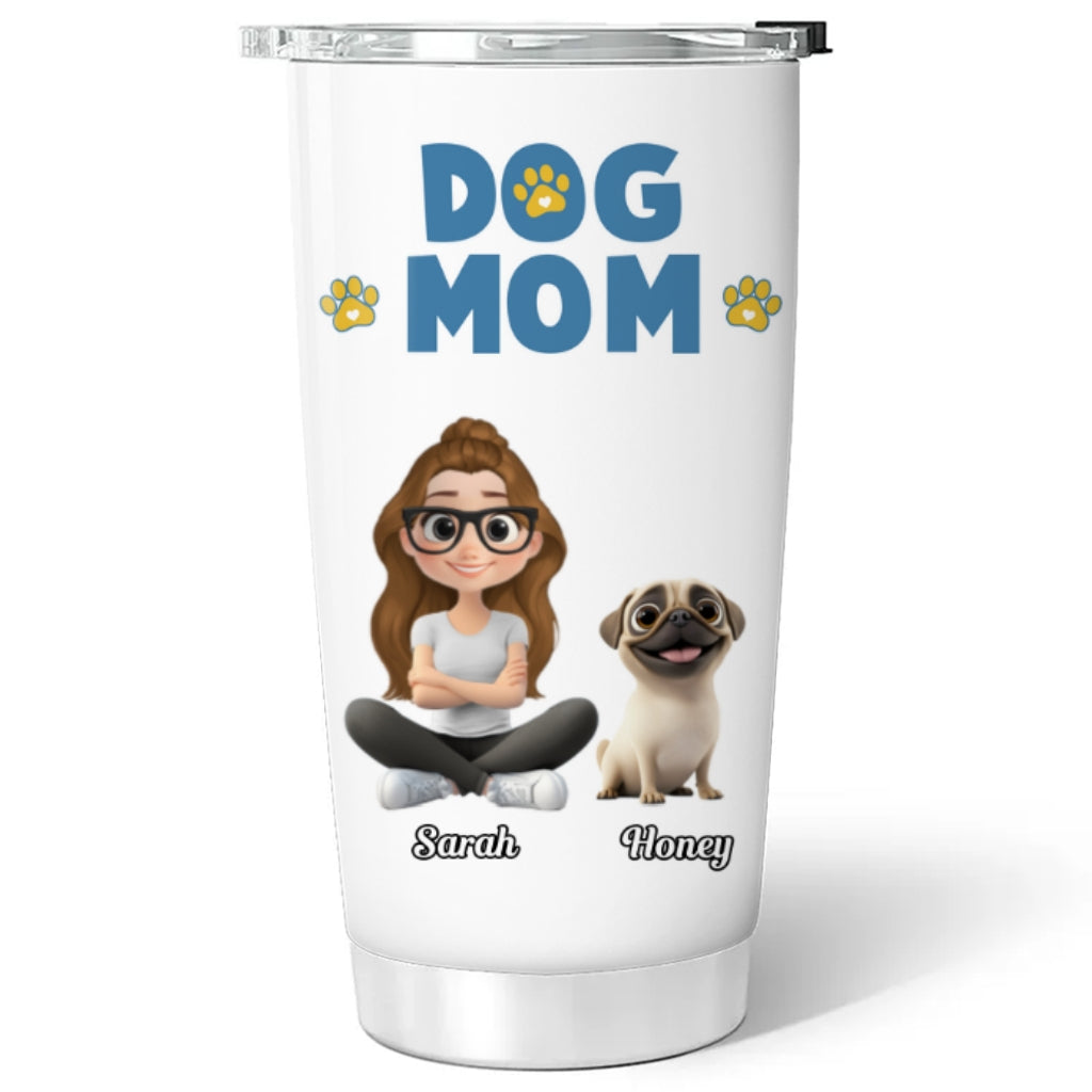 Custom Christmas Birthday Gifts For Pet Lovers • Girl And Dog Cartoon Style Version 2 - Personalized Tumbler