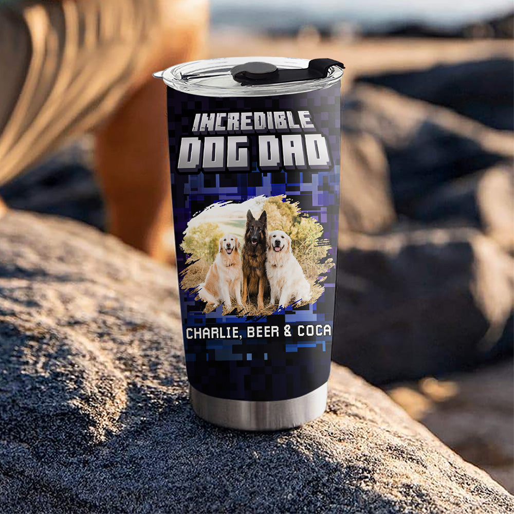 Custom Photo Father's day Birthday Gifts For Dog Dad, Dog Lovers • Freaking Amazing Dog Daddy Photo - Personalized Tumbler