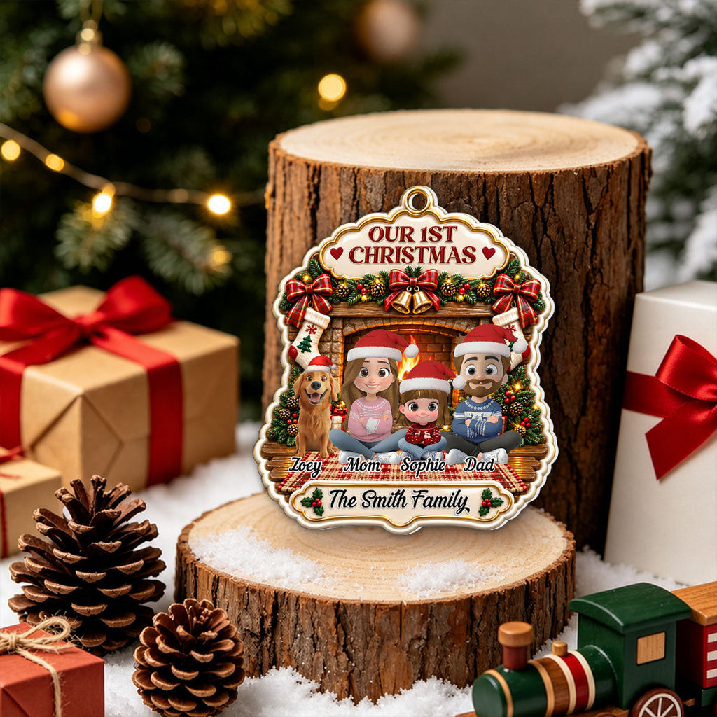 Custom Christmas Decor Home Birthday Gifts For Dog Mom, Dog Lovers • Forever Family - Personalized 3D White Acrylic Ornament