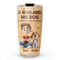 Custom Christmas Birthday Gifts For Dog Dad, Dog Lovers • Stuffy Man And His Dogs - Personalized 3D Effect Tumbler