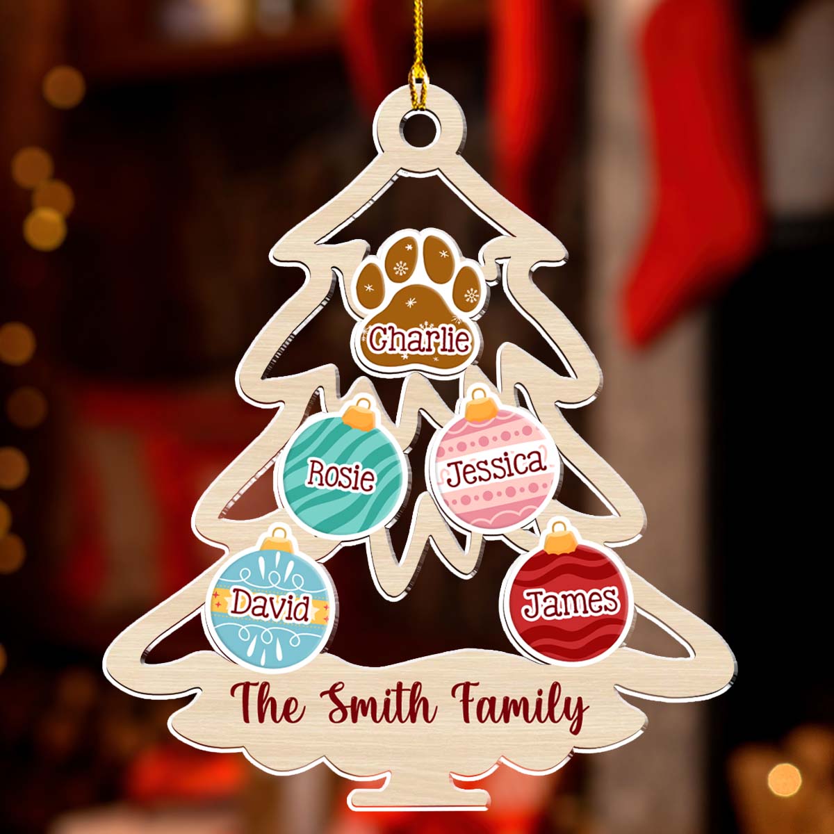 Family Tree Merry Christmas - Personalized Acrylic Ornament