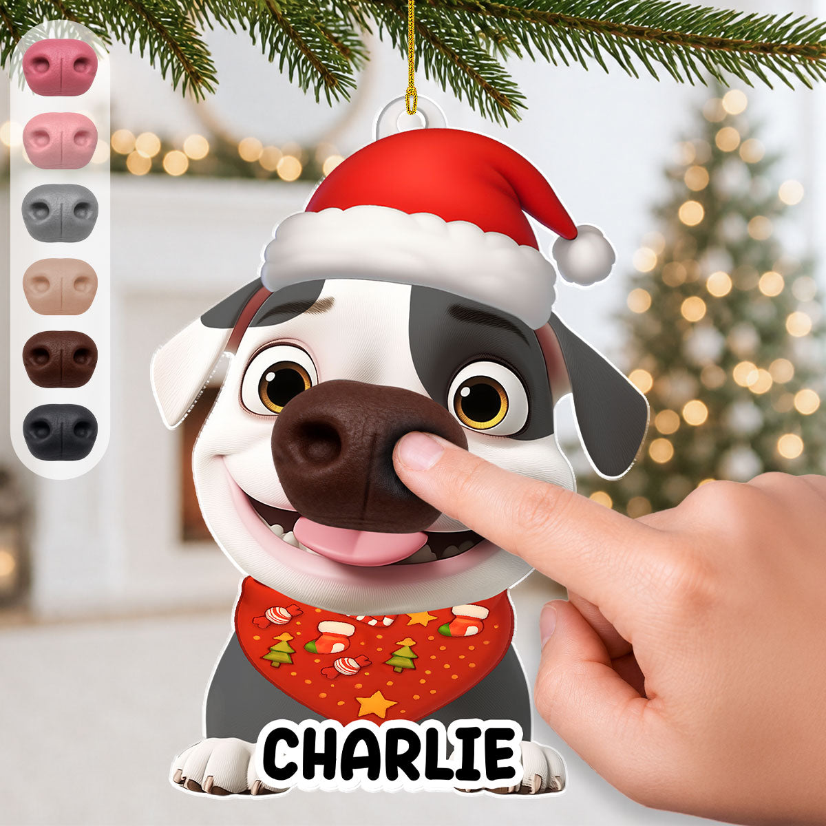 Custom Christmas Decor Home Birthday Gifts For Pet Lovers • Jolly Snoots - Personalized Nose Squishy Ornament