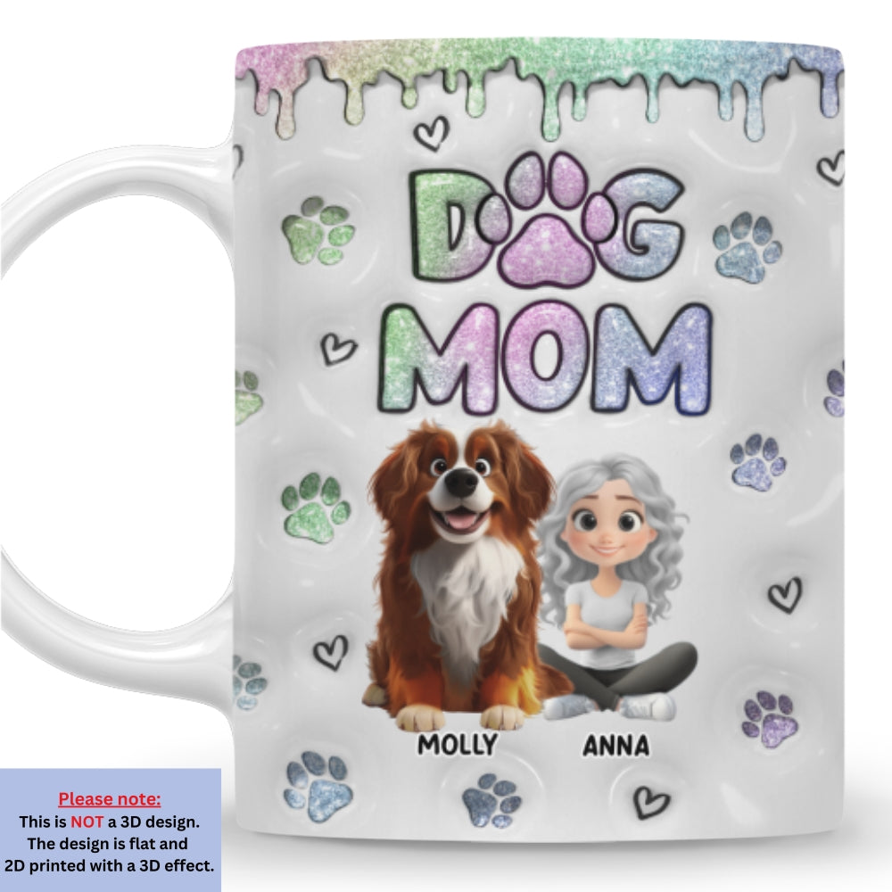Custom Christmas Birthday Gifts For Dog Mom, Dog Lovers • Lovely Chibi Dog Mom - Personalized 3D Inflated Effect Mug