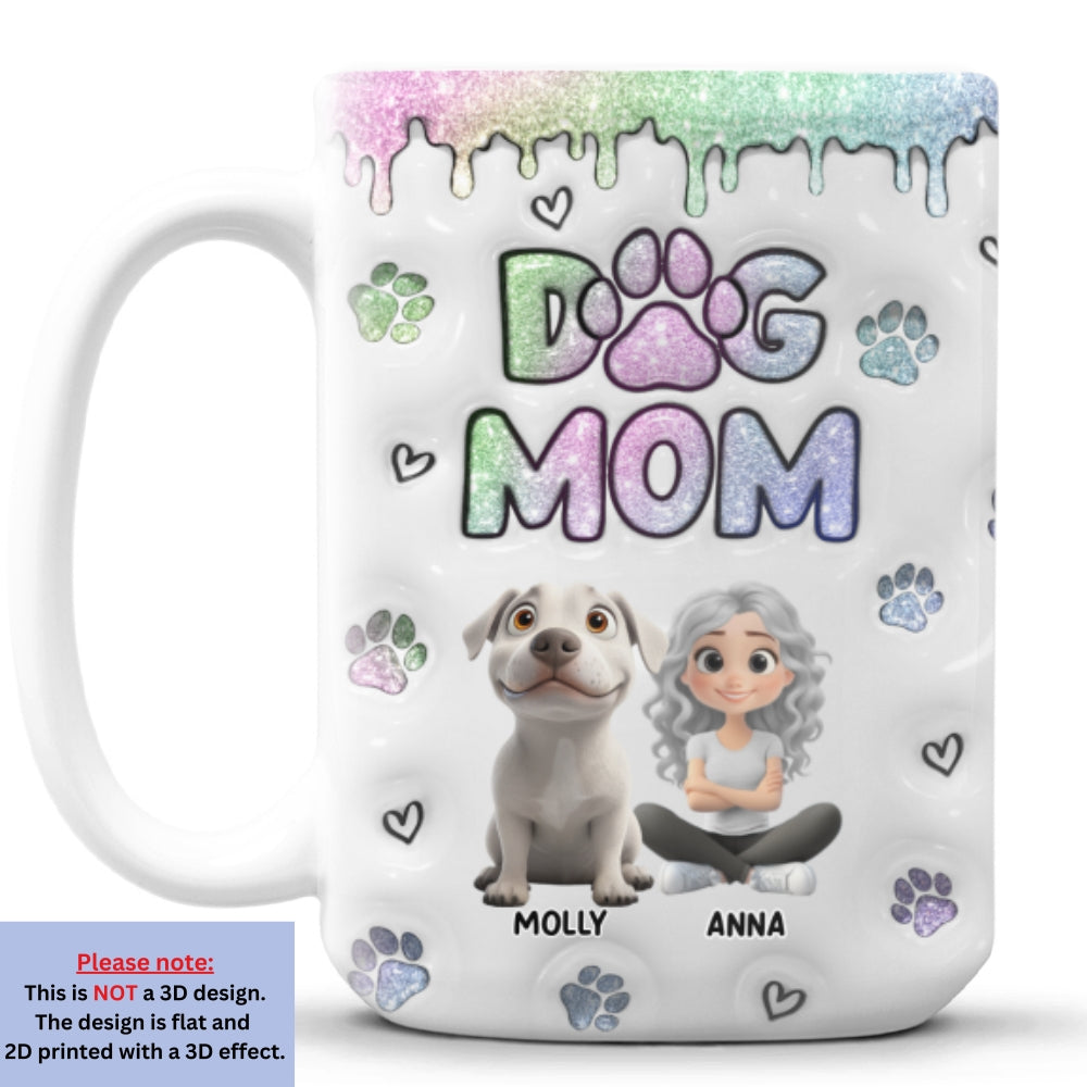 Custom Christmas Birthday Gifts For Dog Mom, Dog Lovers • Lovely Chibi Dog Mom - Personalized 3D Inflated Effect Mug