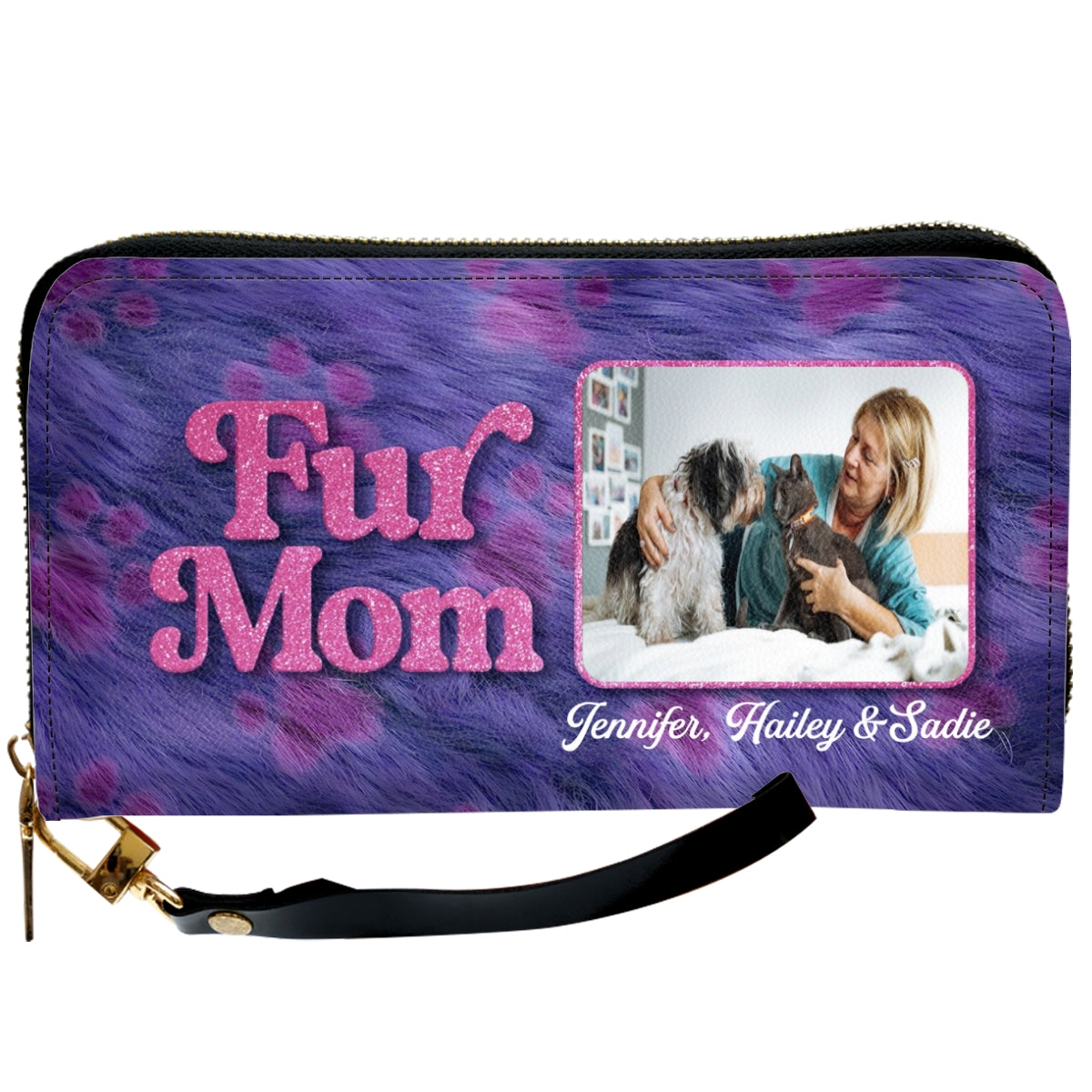 Bling Fur Mom Cartoon Photo - Personalized Leather Wallet