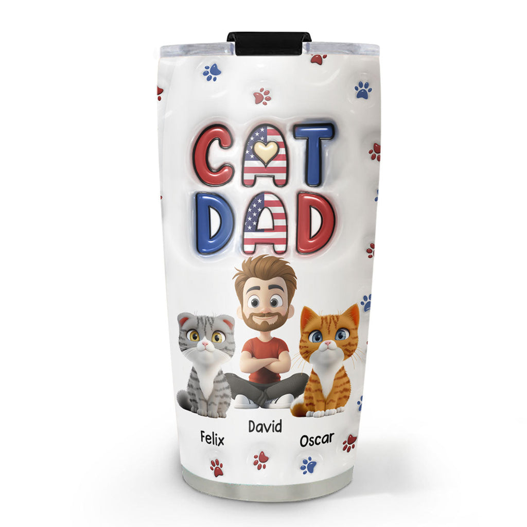 Custom Father's day Birthday Gifts For Cat Dad, Cat Lovers • My Lovely Cat - Personalized 3D Inflated Effect Tumbler