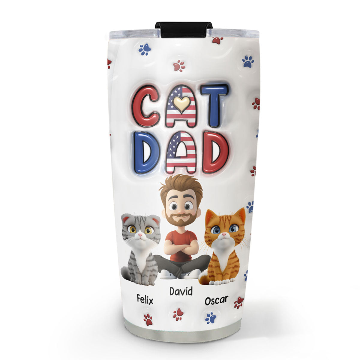 Custom Father's day Birthday Gifts For Cat Dad, Cat Lovers • My Lovely Cat - Personalized 3D Inflated Effect Tumbler