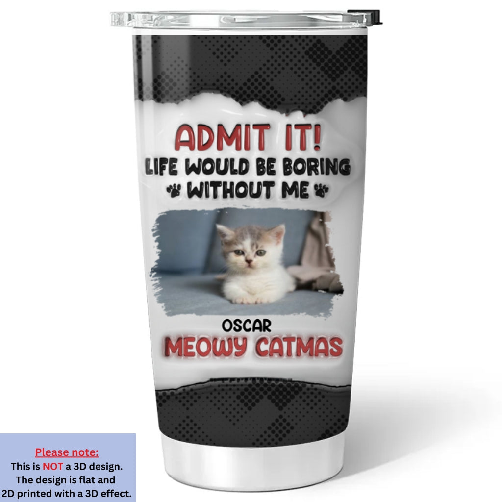 Custom Photo Christmas Birthday Gifts For Cat Lovers • Catmas Dad Mom Photo - Personalized 3D Inflated Effect Tumbler