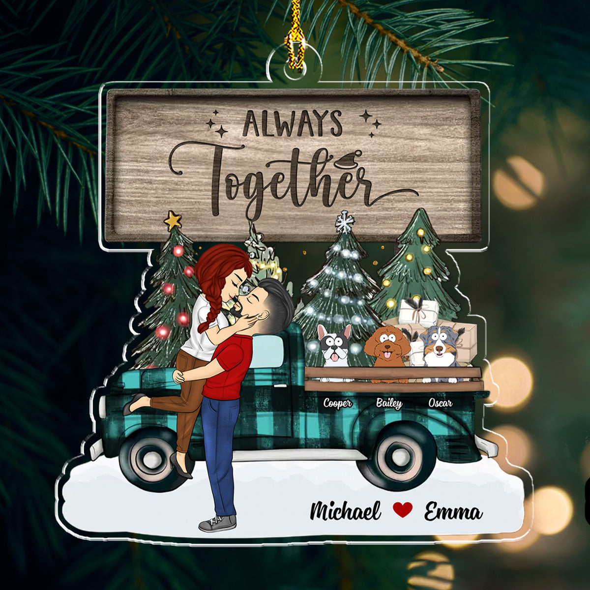 Custom Christmas Decor Home Birthday Gifts For Dog Lovers • You And Me & The Dogs - Personalized Acrylic Ornament