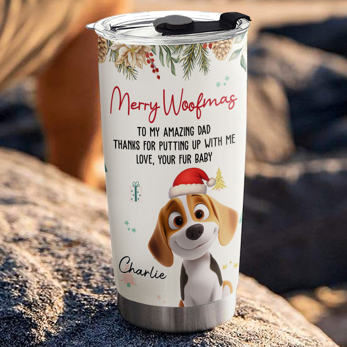 Custom Christmas Birthday Gifts For Dog Lovers • Thanks For Putting Up - Personalized Tumbler