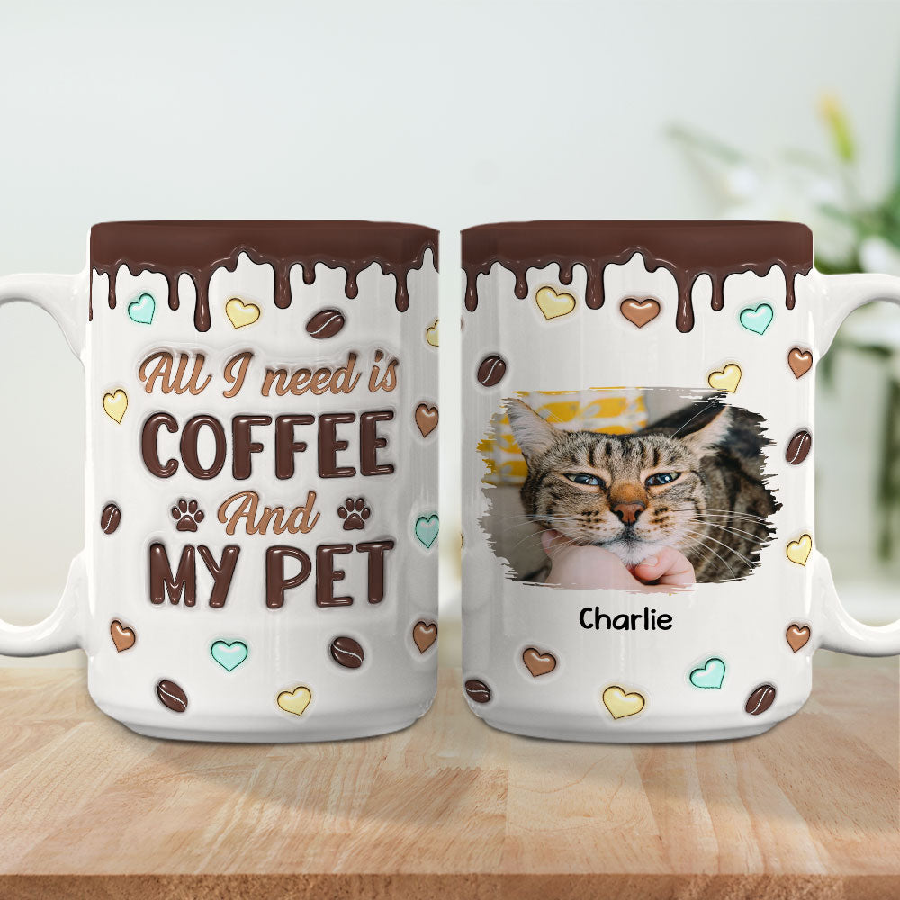 Coffee And Pet Photo - Personalized 3D Inflated Effect Mug