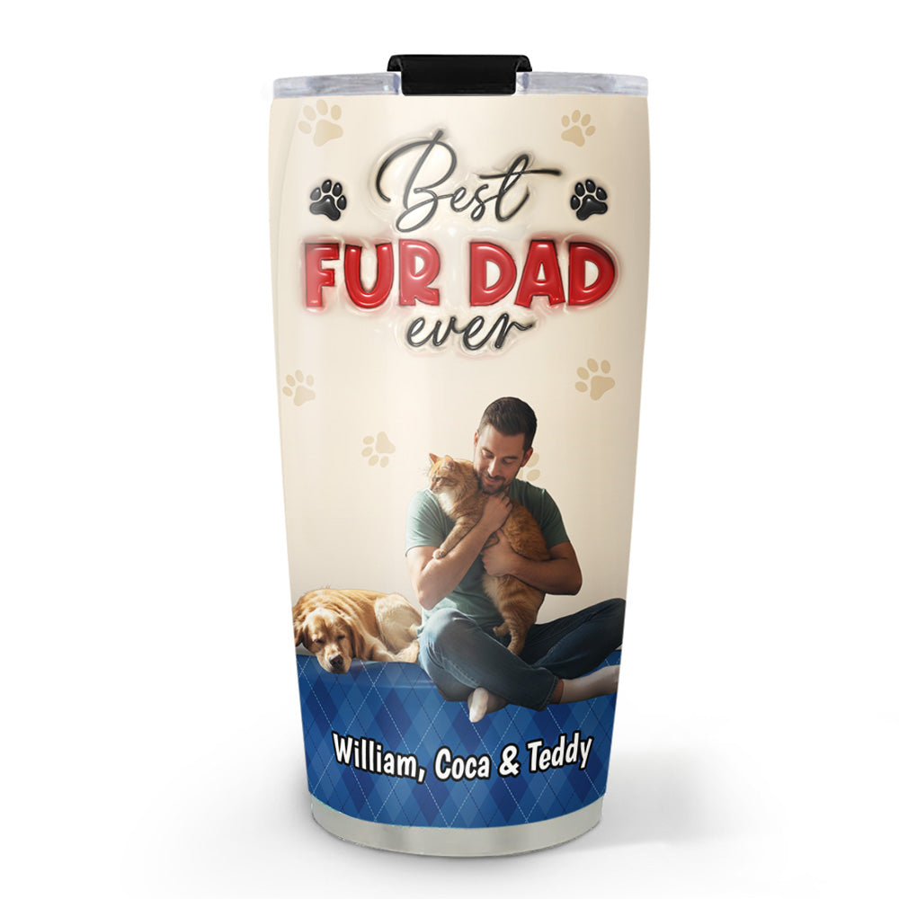 Best Handsome Fur Dad This Year Photo - Personalized 3D Inflated Effect Tumbler