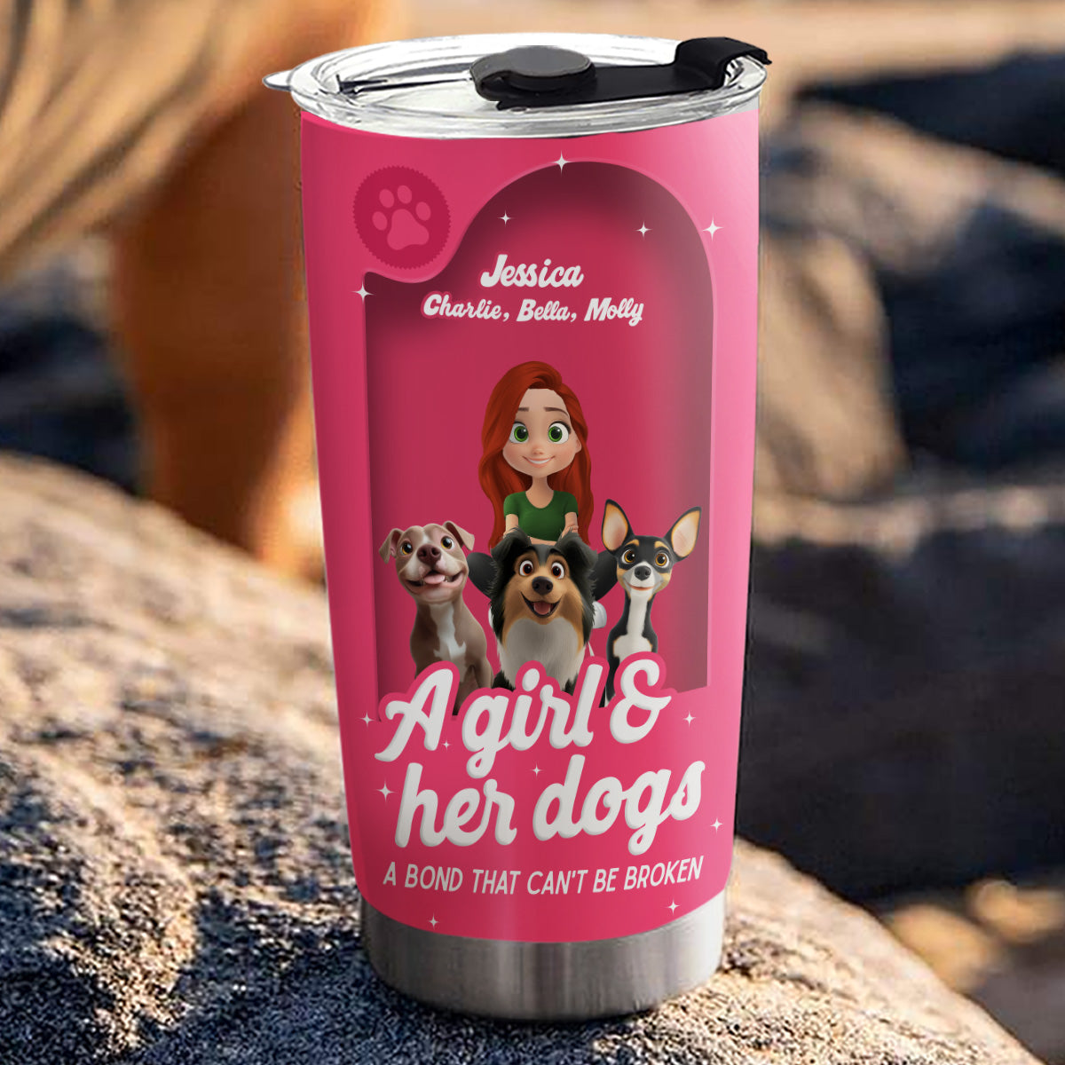 Custom Christmas Birthday Gifts For Dog Mom, Dog Lovers • Us In The Box Version 2 - Personalized 3D Effect Tumbler