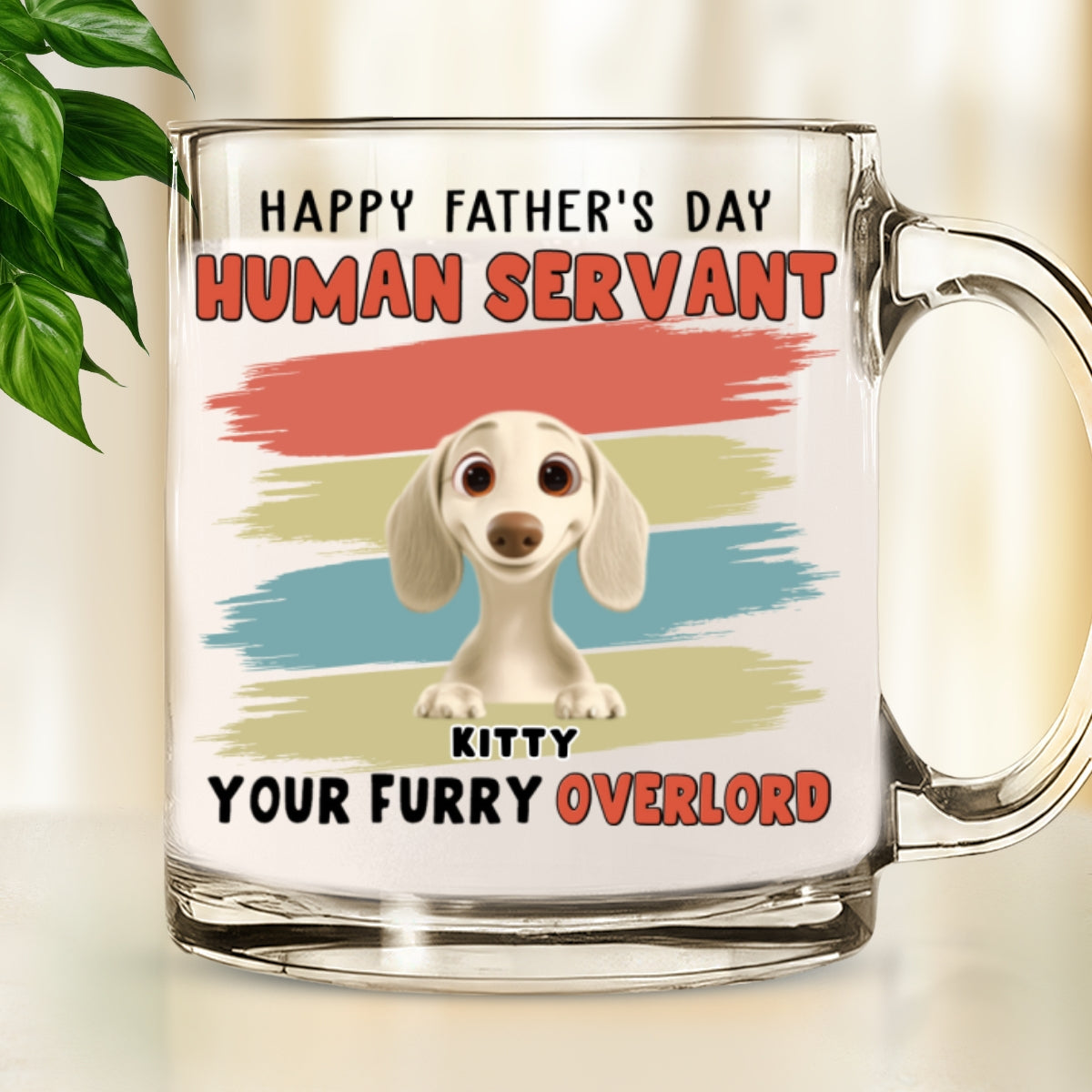 Custom Father's day Birthday Gifts For Dog Dad, Dog Lovers • Your Furry Overlords Pet Ver - Personalized Glass Mug