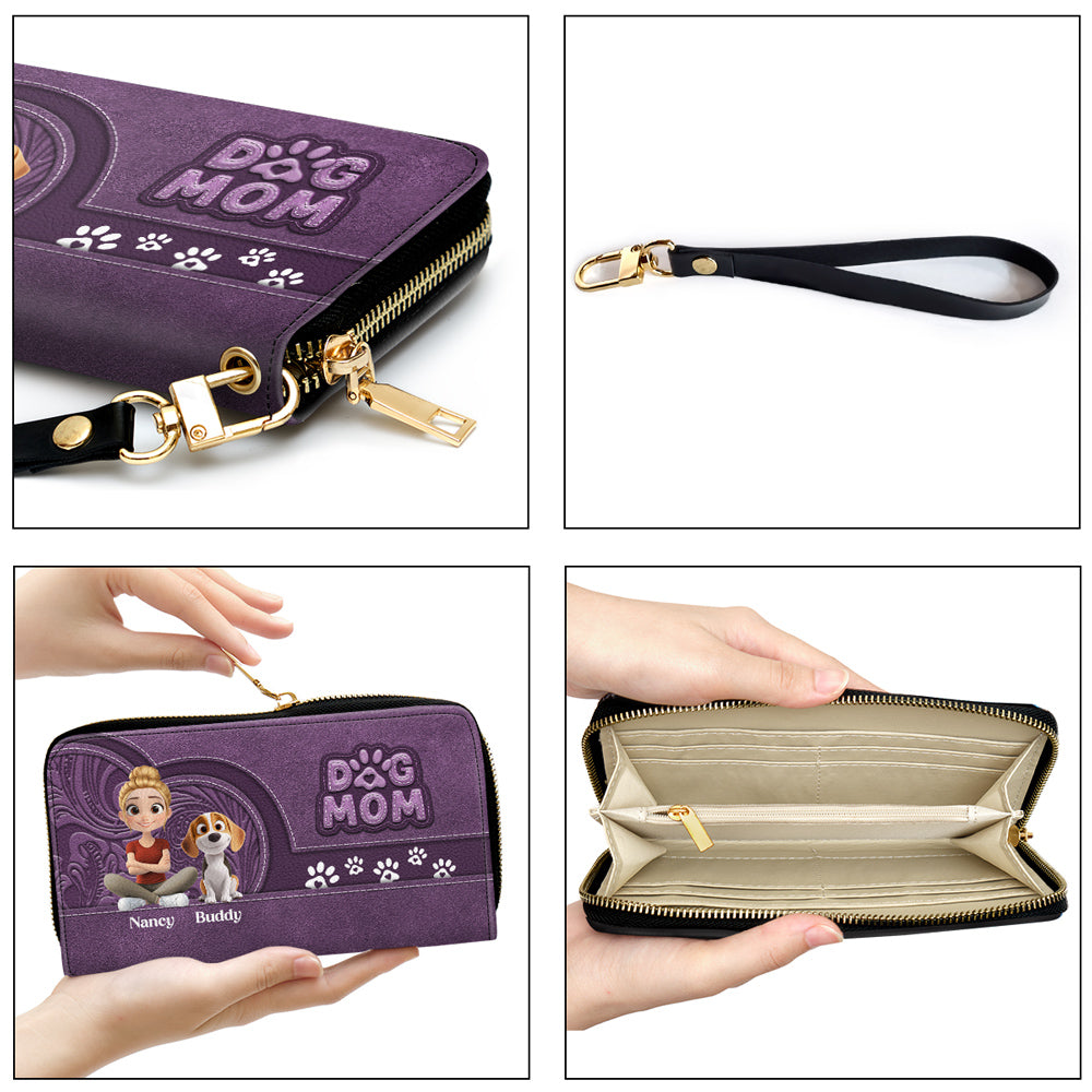 Chibi Cartoon Dog Mom - Personalized Leather Wallet