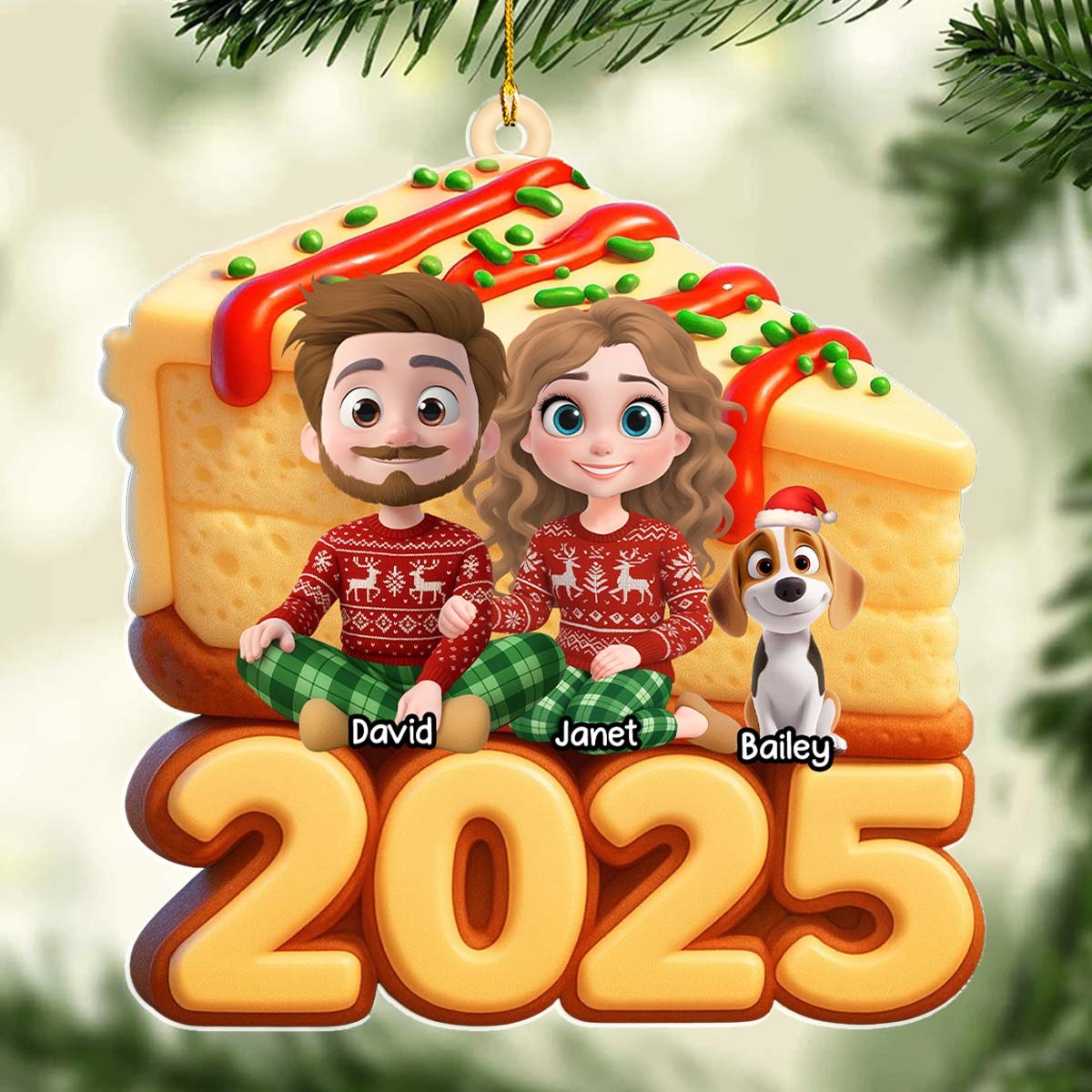 Custom Christmas Decor Home Birthday Gifts For Dog Lovers • Love Baked In Every Slice - Personalized 3D Effect Acrylic Ornament