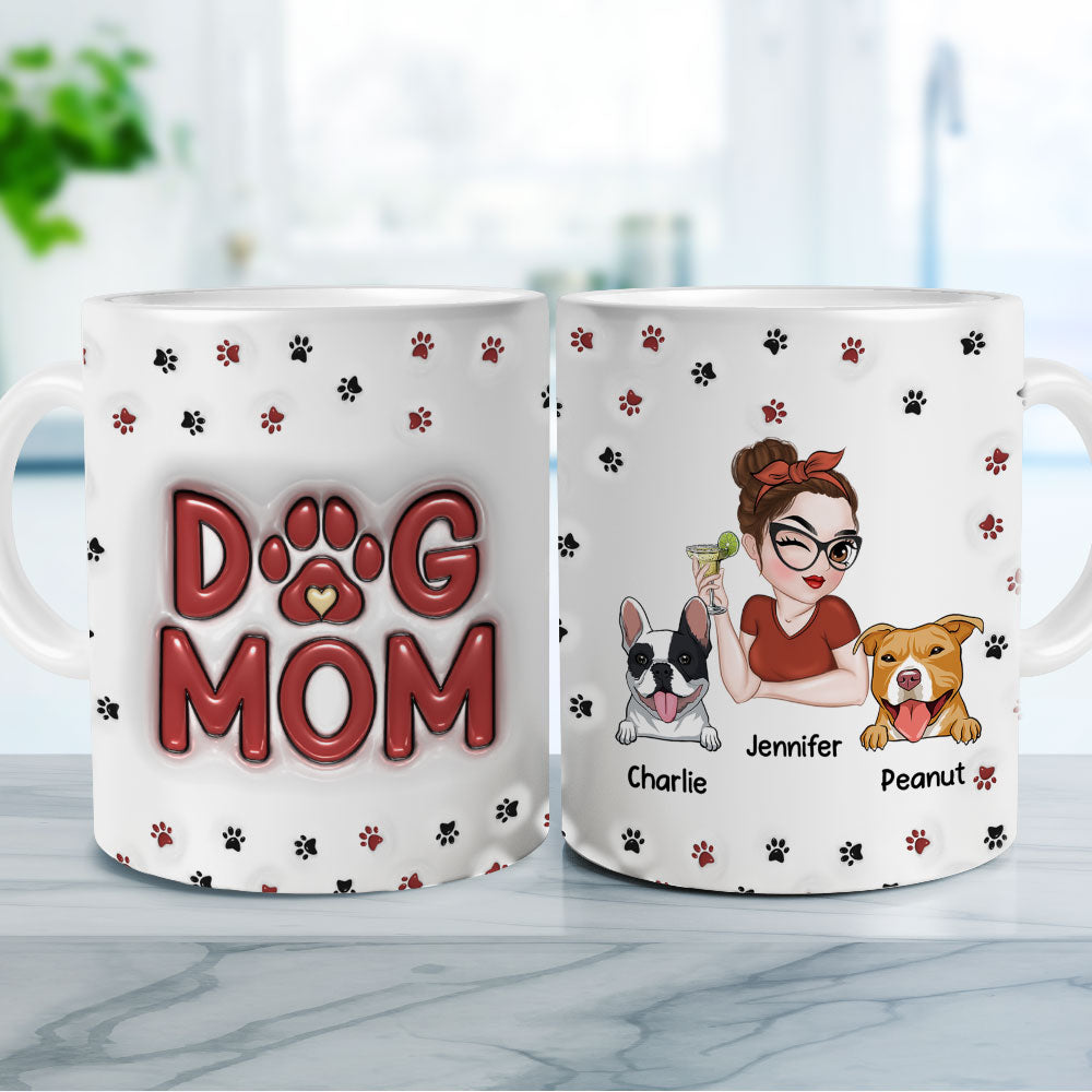 Custom Mother's day Birthday Gifts For Dog Mom, Dog Lovers • Lovely Dog Mom Mug - Personalized 3D Inflated Effect Mug