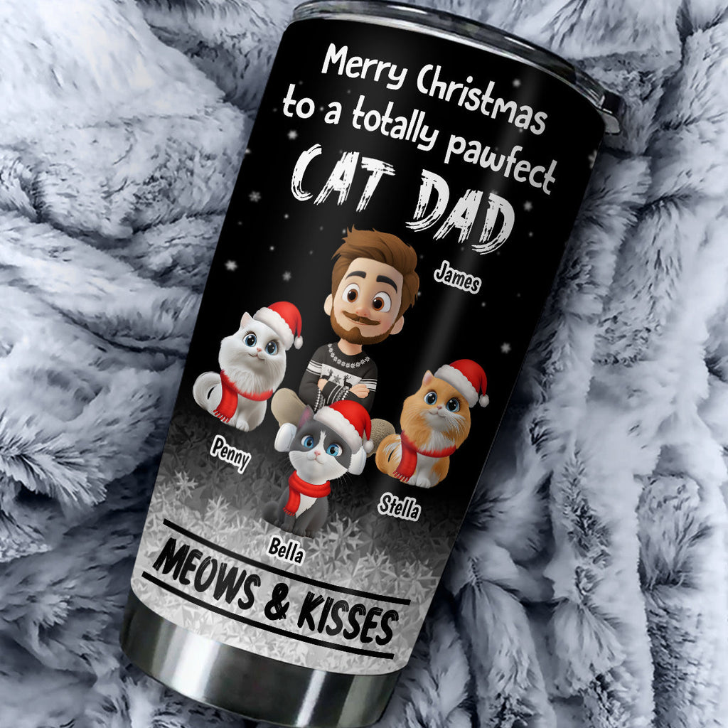 Custom Christmas Birthday Gifts For Cat Lovers • Meow And Kiss Are All You Need - Personalized Tumbler