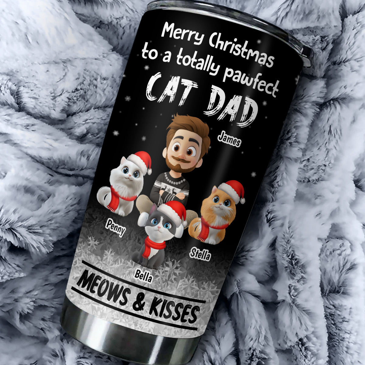 Custom Christmas Birthday Gifts For Cat Lovers • Meow And Kiss Are All You Need - Personalized Tumbler