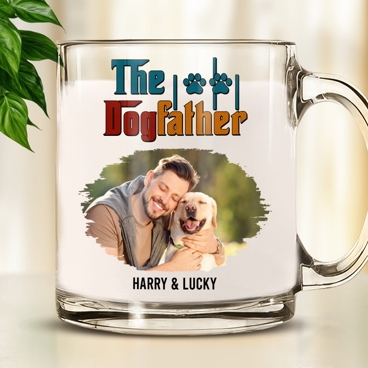 Custom Photo Christmas Birthday Gifts For Dog Lovers • The Dog Father Retro Photo - Personalized Glass Mug