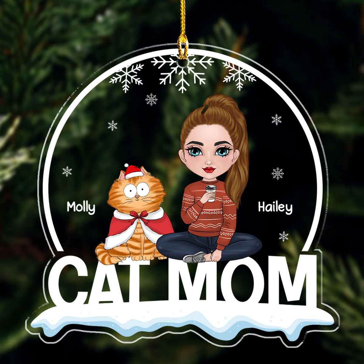Custom Christmas Decor Home Birthday Gifts For Cat Lovers • Funny Cat Mom - Personalized Acrylic Ornament