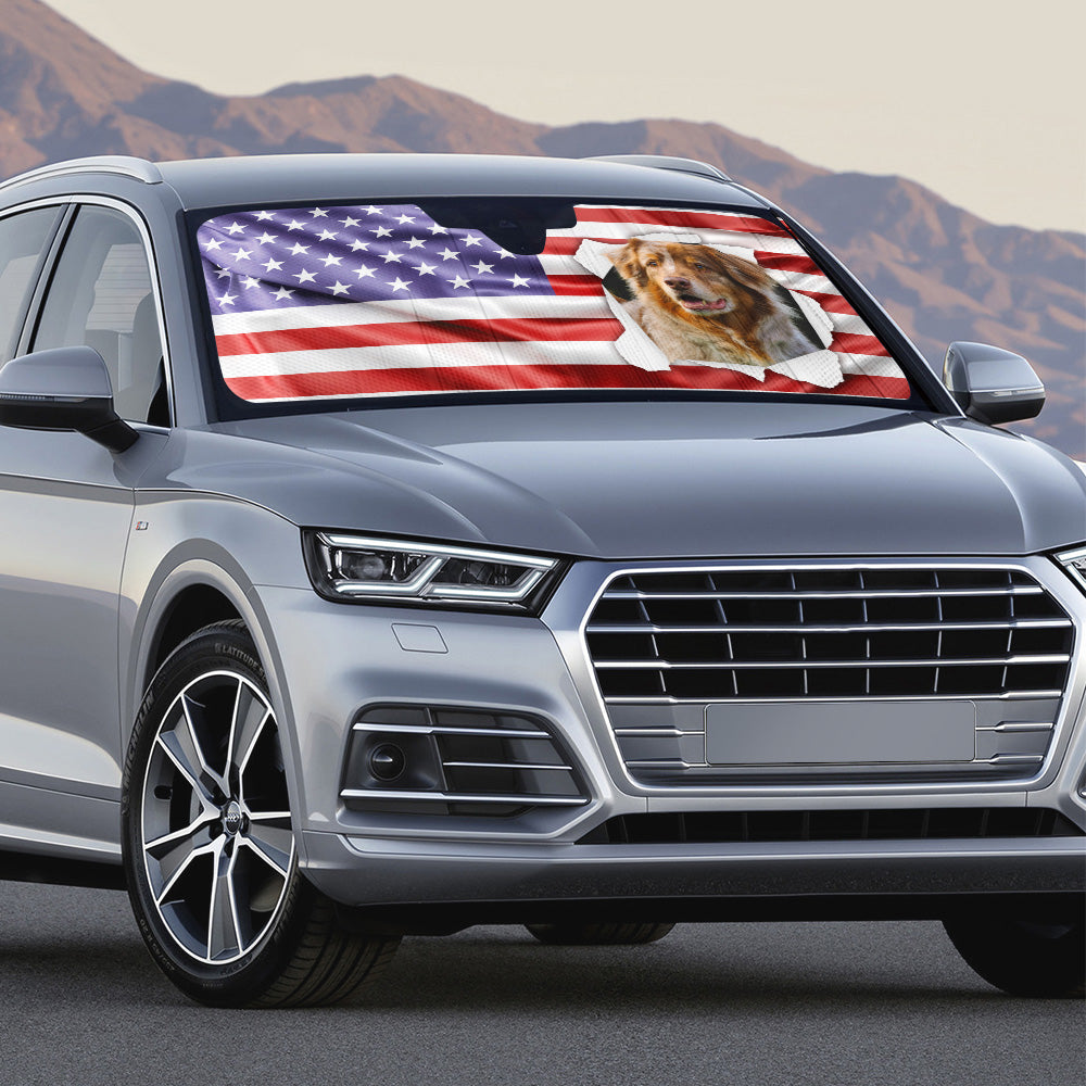 Custom Christmas Birthday Gifts Car Accessories for Dog Parents • God Bless America Upload Photo - Personalized Car Sunshade