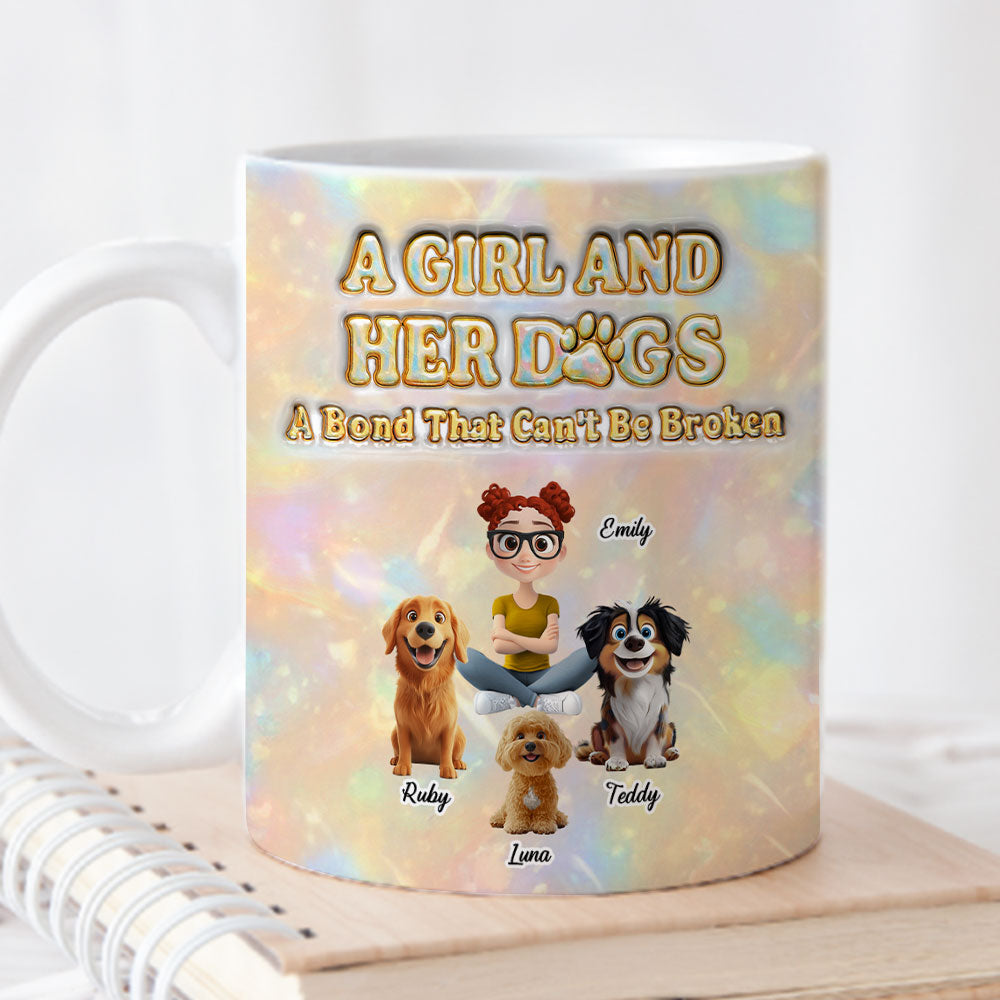 Custom Christmas Birthday Gifts For Dog Mom, Dog Lovers • A Girl And Her Dog Pearl - Personalized 3D Inflated Effect Mug