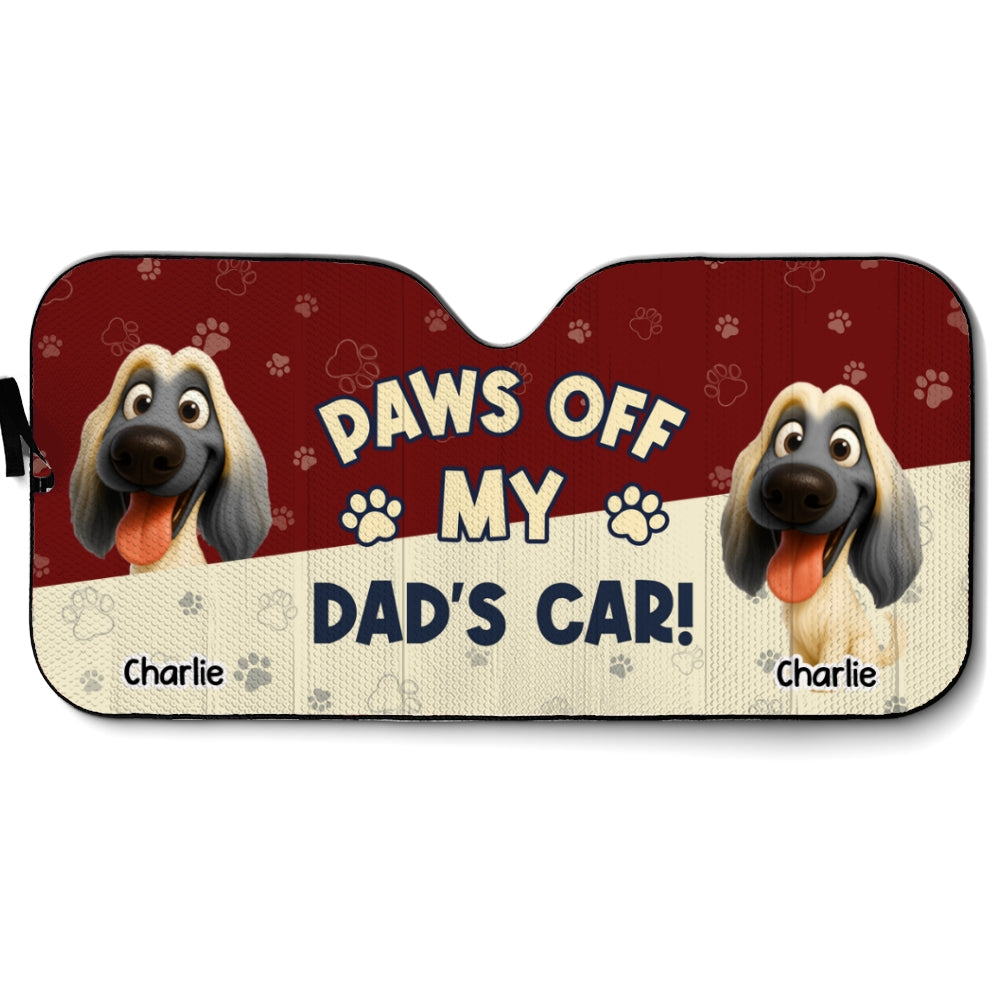 Paws Off My Mom Car - Personalized Car Sunshade