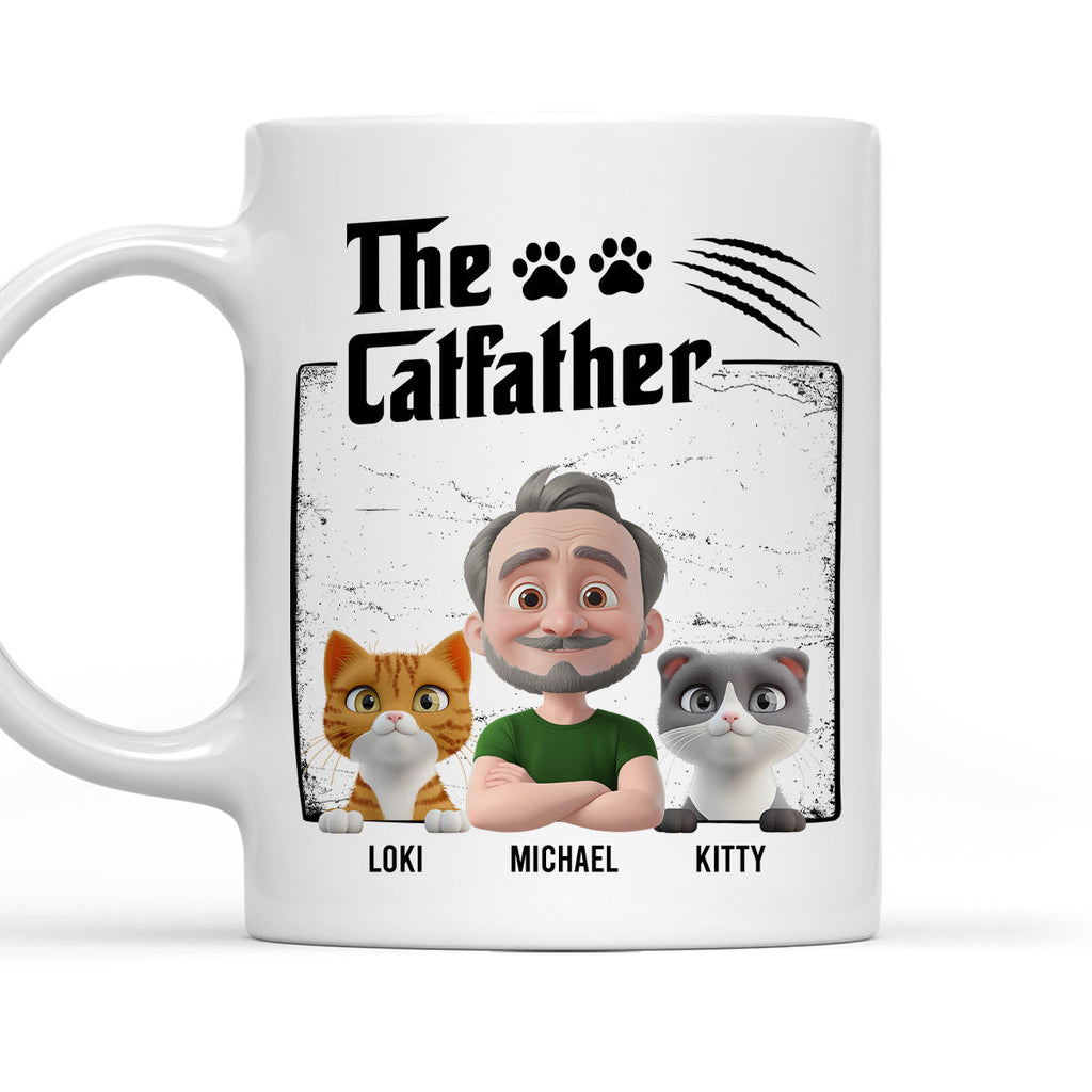 Custom Father's day Birthday Gifts For Cat Dad, Cat Lovers • The Catfather - Personalized Coffee Mug