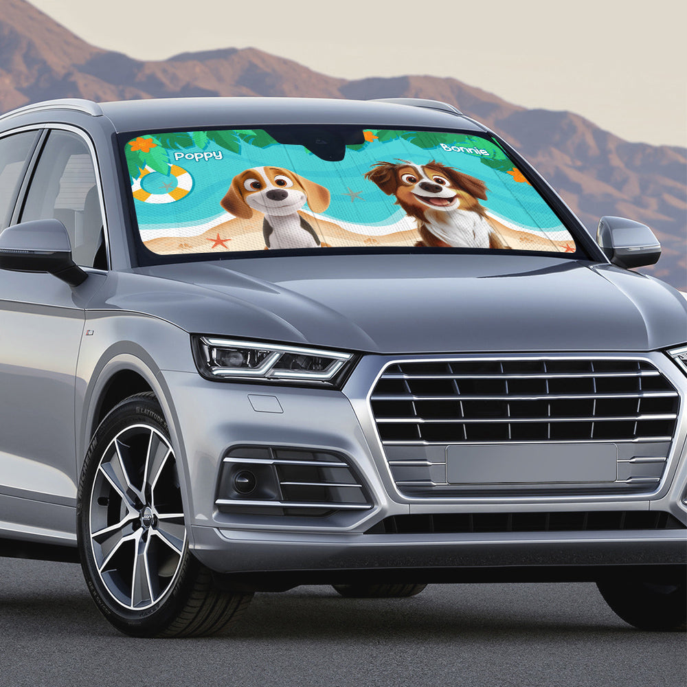 Custom Christmas Birthday Gifts Car Accessories for Dog Parents • Dog Hello Summer - Personalized Car Sunshade