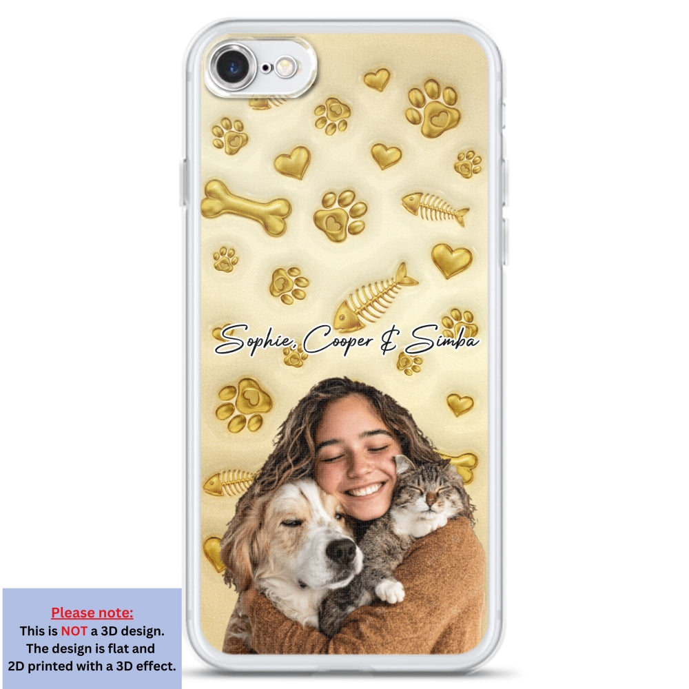 Gold Glitter Pet Mom Photo - Personalized 3D Effect Phone Case