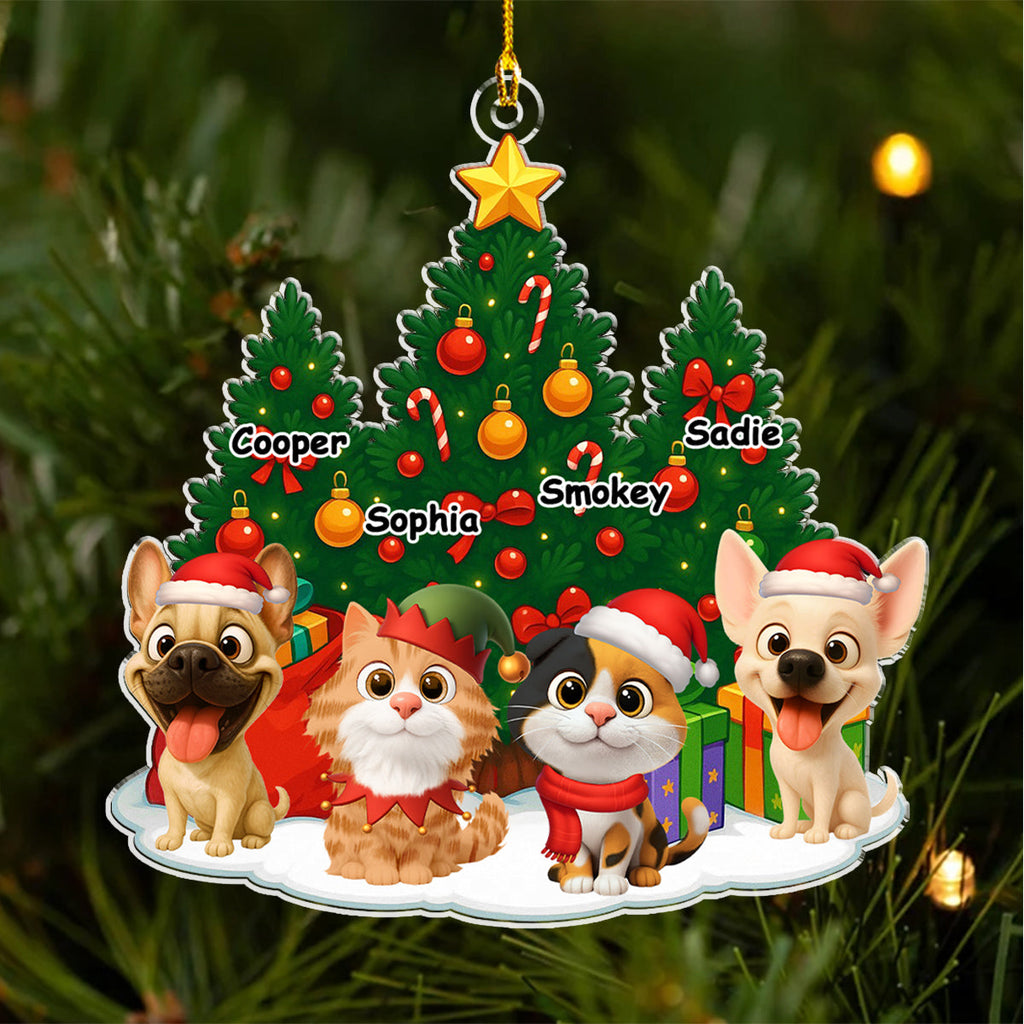 Custom Christmas Decor Home Birthday Gifts For Pet Lovers • Pet Under Christmas Tree - Personalized Acrylic Ornament