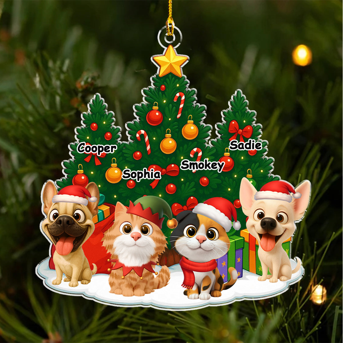 Custom Christmas Decor Home Birthday Gifts For Pet Lovers • Pet Under Christmas Tree - Personalized Acrylic Ornament