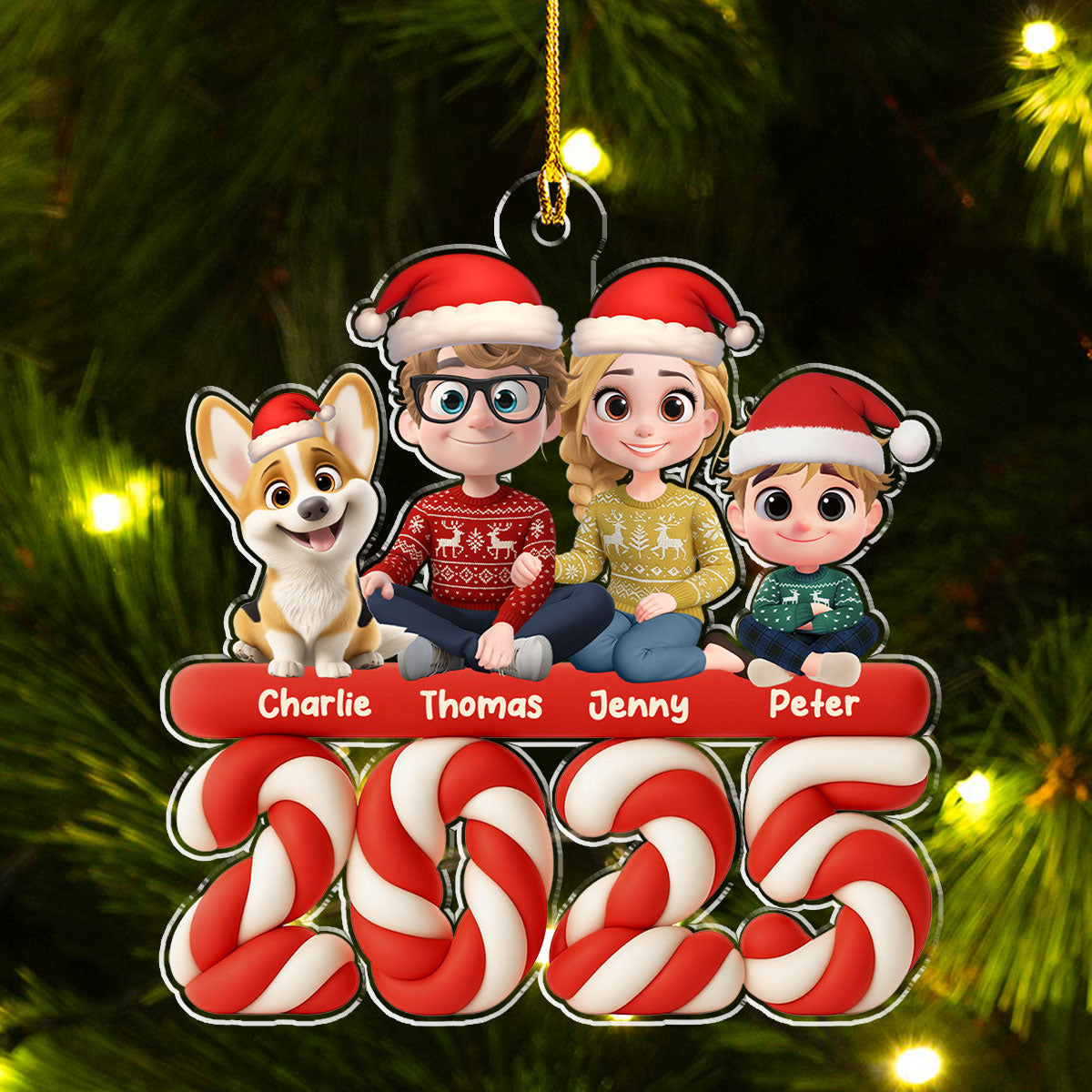 Custom Christmas Decor Home Birthday Gifts For Dog Lovers • Family Marshamallow - Personalized Acrylic Ornament