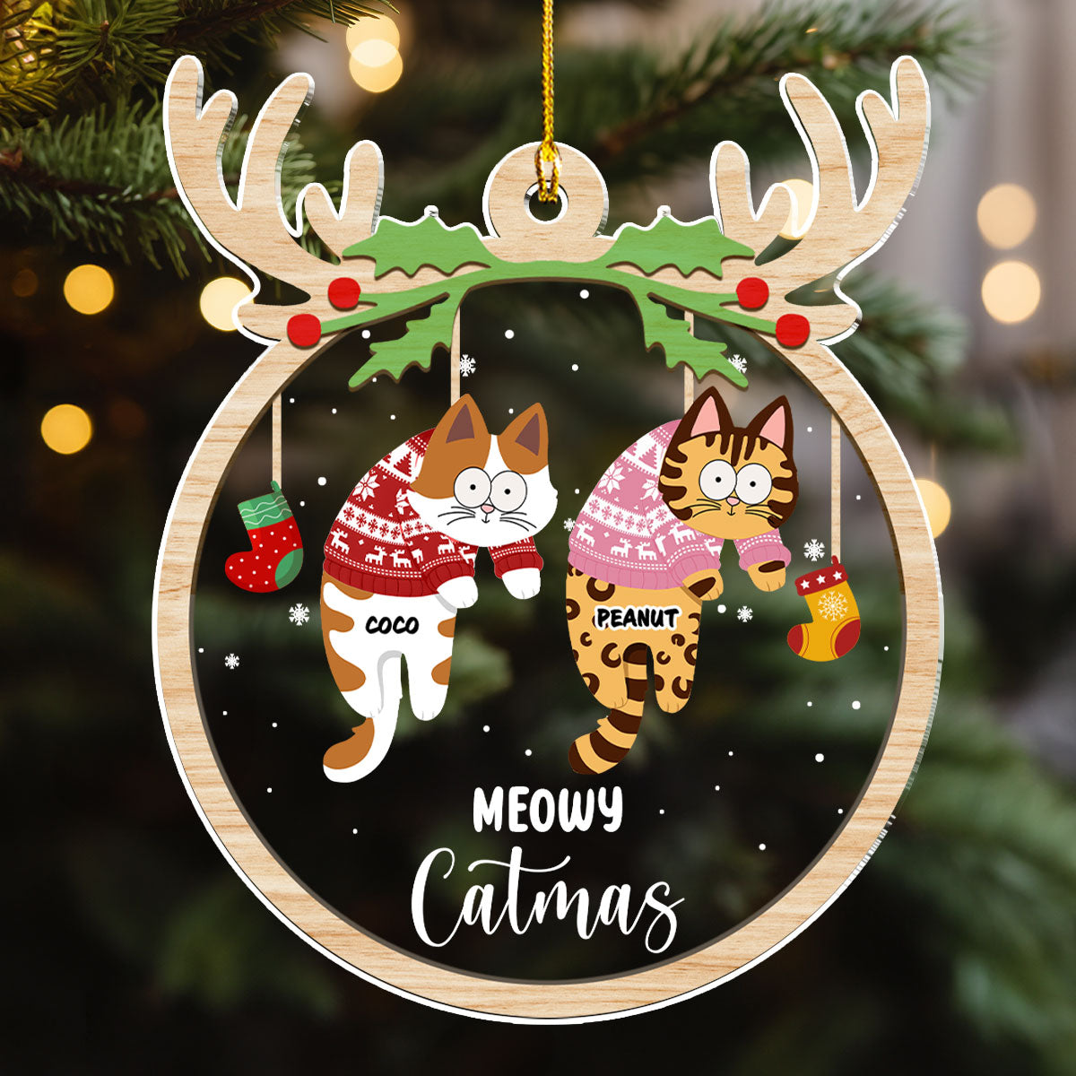Jolly Cats - Personalized Acrylic Ornament