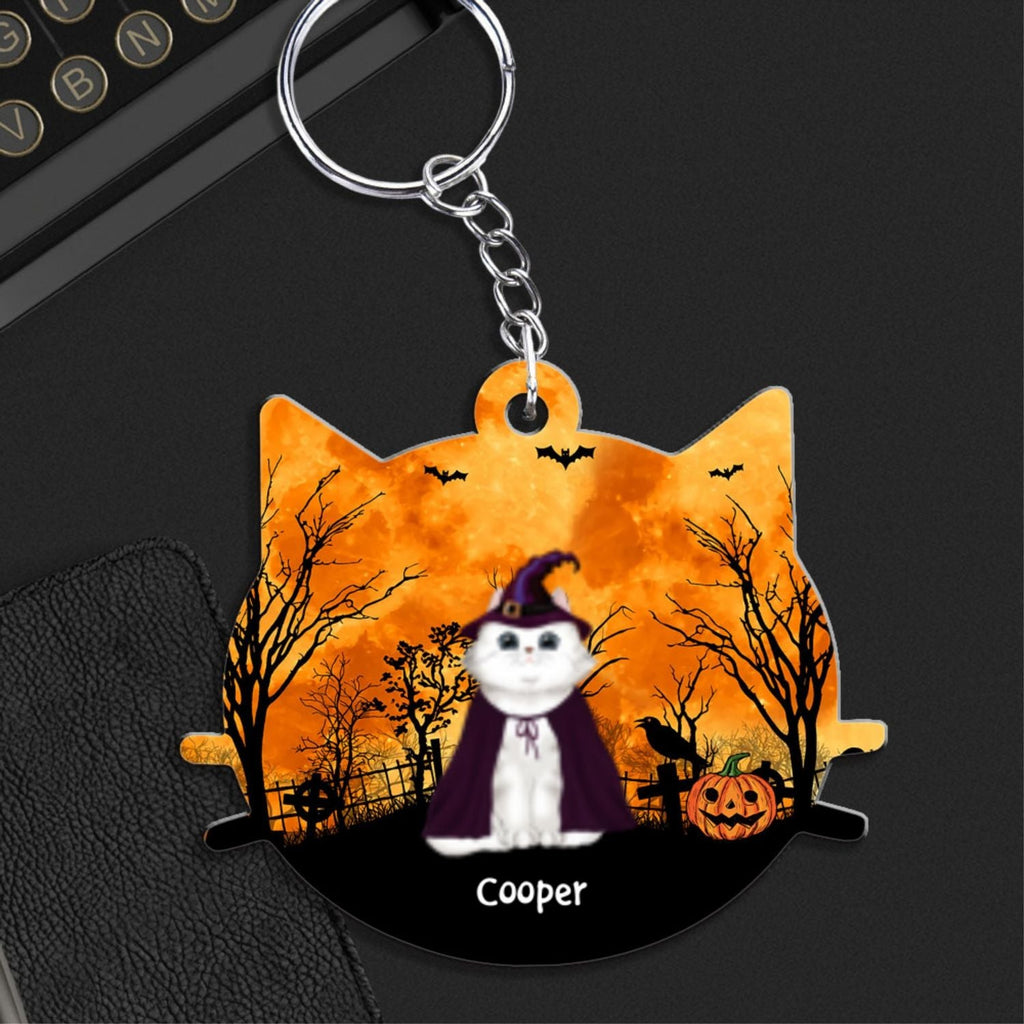 Halloween Cat Face - Personalized Acrylic Keychain