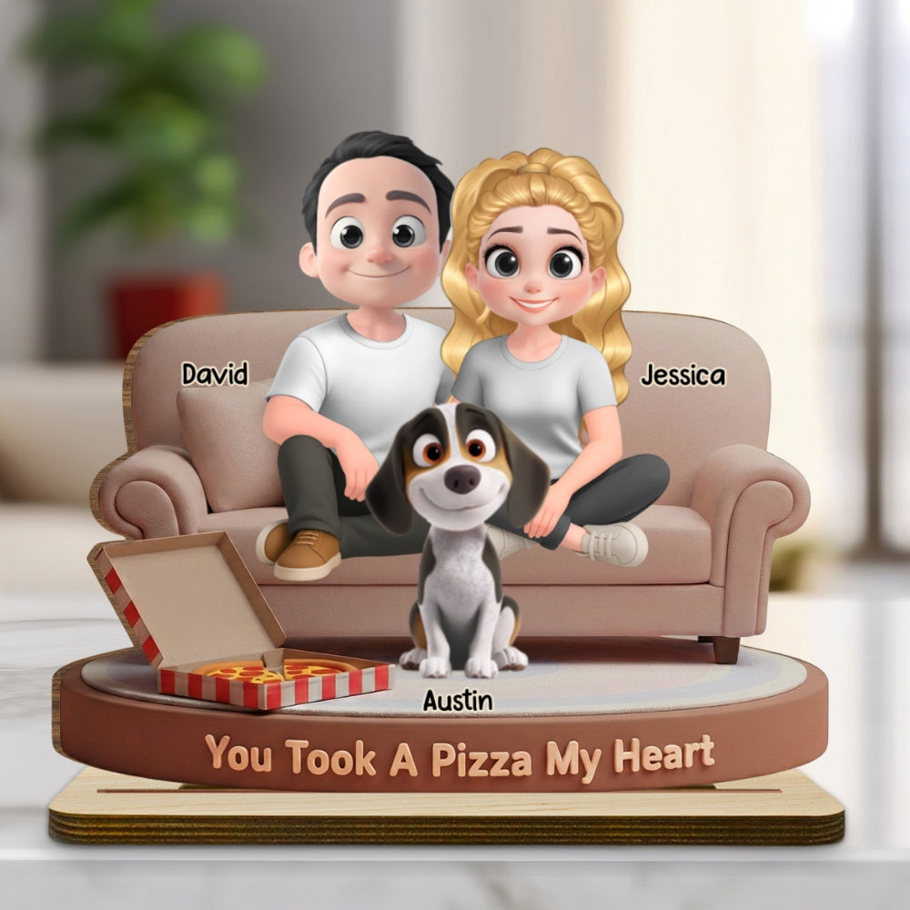 You Took A Pizza My Heart - Personalized 2-Layer Wood Plaque With Flat Base